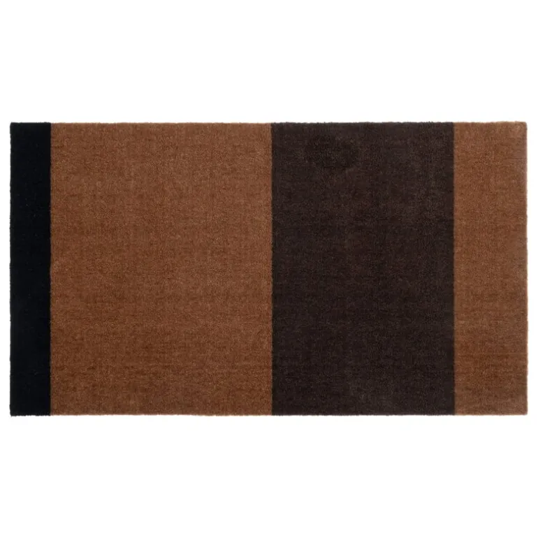 Tica Copenhagen Stripes horizontal rug, 67 x 120 cm, cognac - d.brown - black
