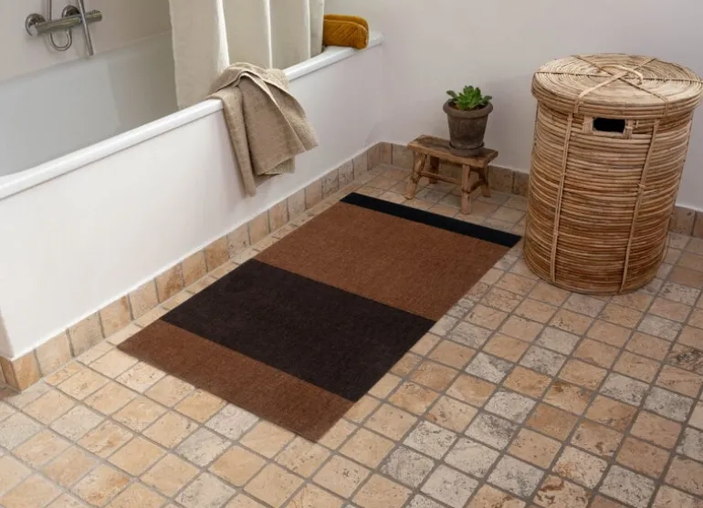 Tica Copenhagen Stripes horizontal rug, 67 x 120 cm, cognac - d.brown - black