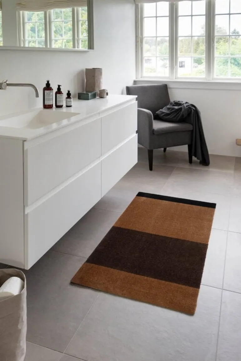 Tica Copenhagen Stripes horizontal rug, 67 x 120 cm, cognac - d.brown - black