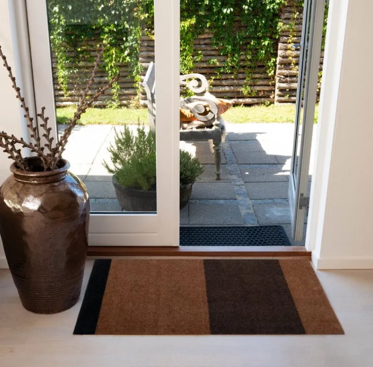 Tica Copenhagen Stripes horizontal rug, 67 x 120 cm, cognac - d.brown - black