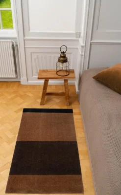 Tica Copenhagen Stripes horizontal rug, 67 x 120 cm, cognac - d.brown - black