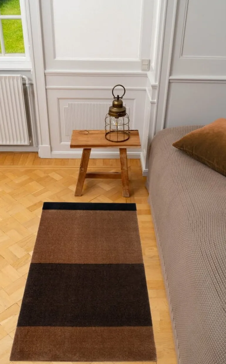 Tica Copenhagen Stripes horizontal rug, 67 x 120 cm, cognac - d.brown - black