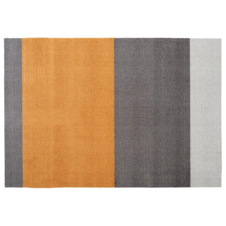Tica Copenhagen Stripes horizontal floor mat, 60 x 90 cm, grey - muted yellow