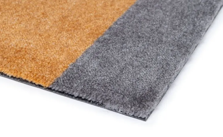 Tica Copenhagen Stripes horizontal floor mat, 60 x 90 cm, grey - muted yellow