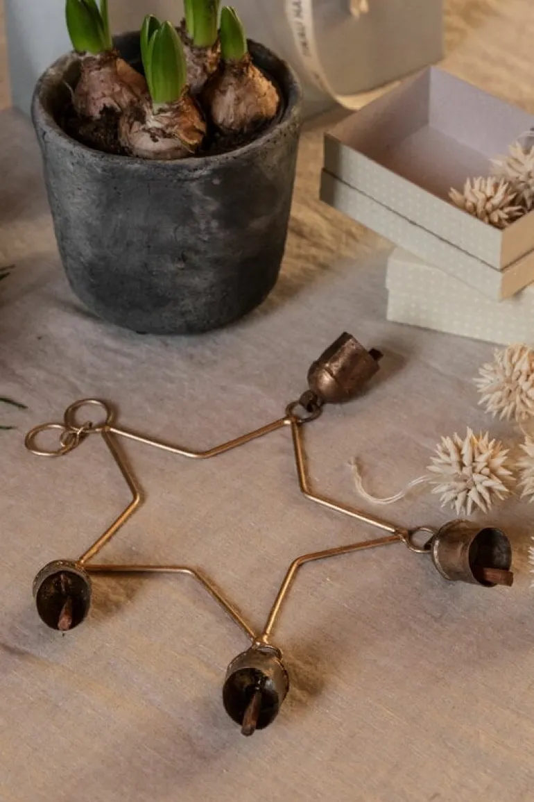 Tikau Star bell decoration, brass