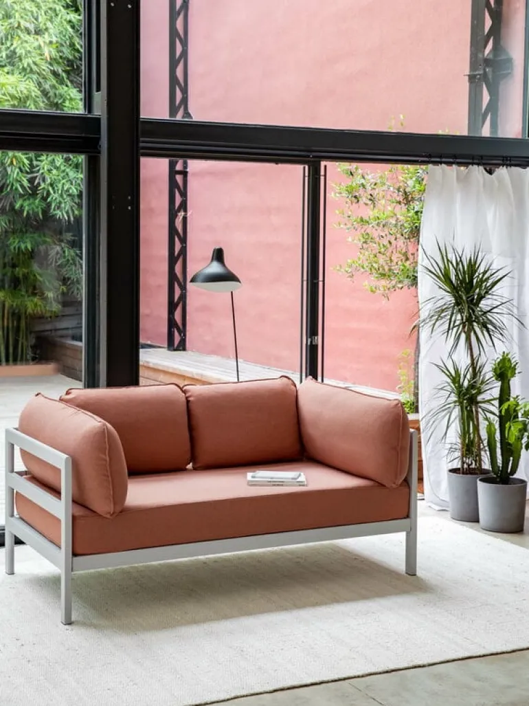 TIPTOE Easy 2-seater sofa, graphite black - vintage pink