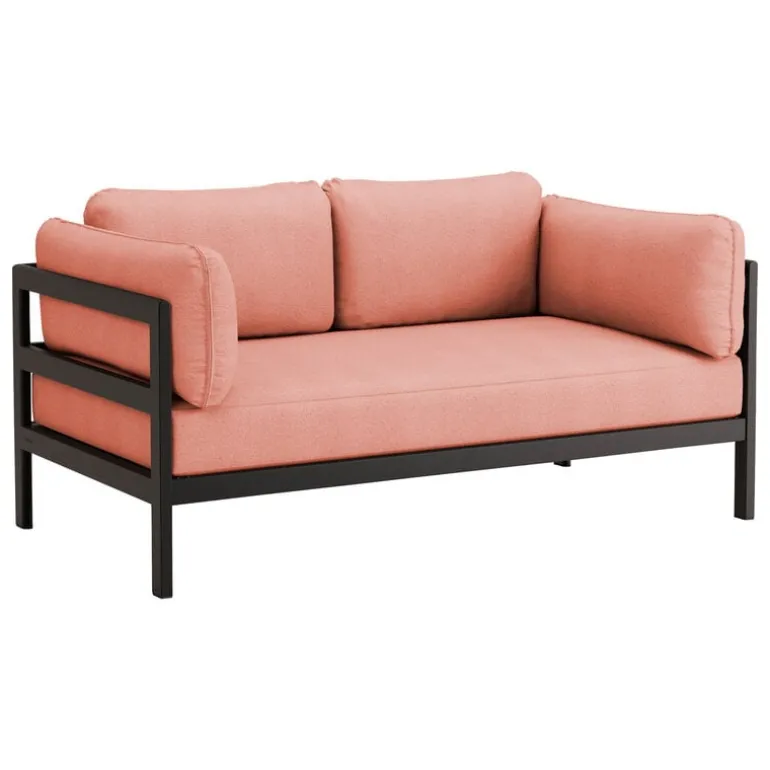 TIPTOE Easy 2-seater sofa, graphite black - vintage pink