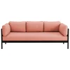 TIPTOE Easy 3-seater sofa, graphite black - vintage pink