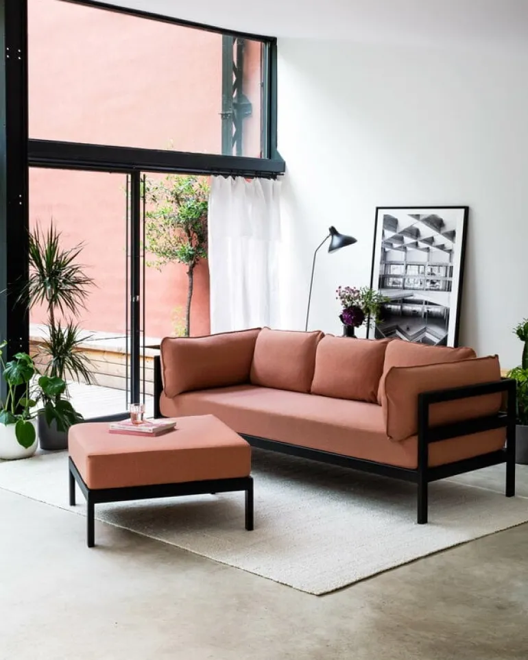 TIPTOE Easy 3-seater sofa, graphite black - vintage pink