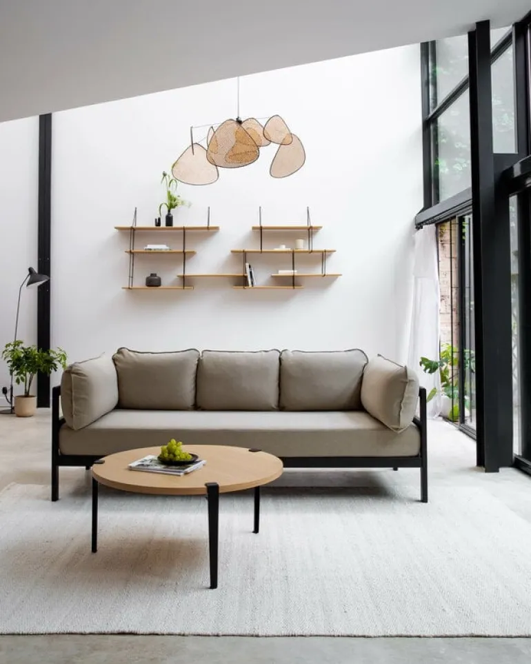 TIPTOE Easy 3-seater sofa, graphite black - sand beige