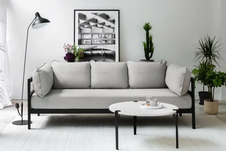 TIPTOE Easy 3-seater sofa, graphite black - heather grey