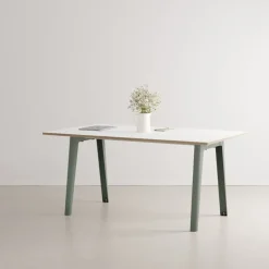 TIPTOE New Modern table 160 x 95 cm, white laminate - eucalyptus grey