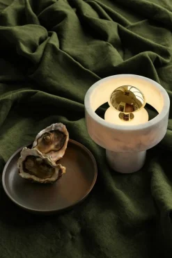 Tom Dixon Stone portable LED table lamp, white marble