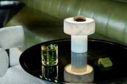 Tom Dixon Stone portable LED table lamp, white marble