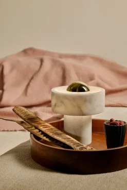 Tom Dixon Stone portable LED table lamp, white marble