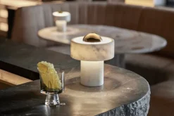 Tom Dixon Stone portable LED table lamp, white marble