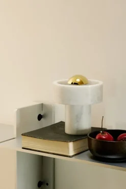 Tom Dixon Stone portable LED table lamp, white marble