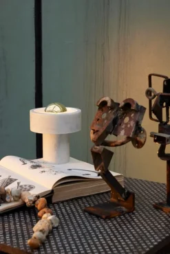 Tom Dixon Stone portable LED table lamp, white marble