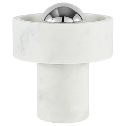 Tom Dixon Stone portable LED table lamp, white marble - silver