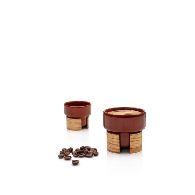 Tonfisk Design Warm espresso cup 0,8 dl, 2 pcs, brown - oak