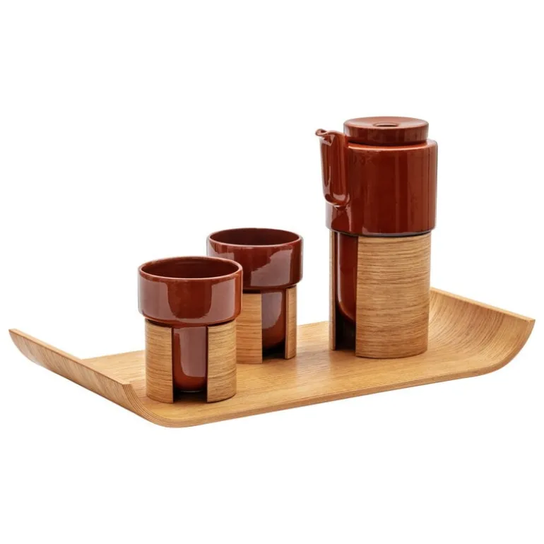 Tonfisk Design Warm tea set, brown - oak, ceramic lid