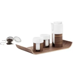 Tonfisk Design Warm tea set, white - walnut, ceramic lid