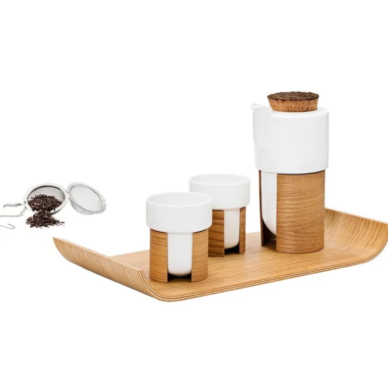 Tonfisk Design Warm tea set, white - oak, cork lid