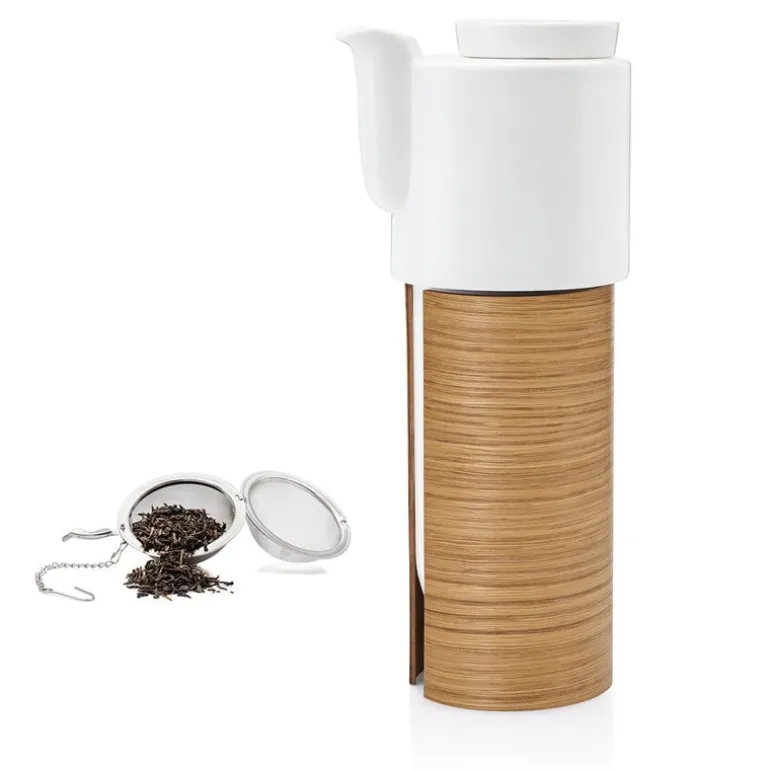 Tonfisk Design Warm teapot 1,1 L, white - oak, ceramic lid