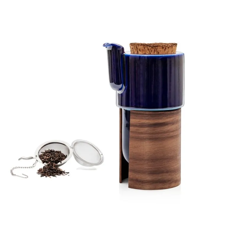 Tonfisk Design Warm teapot 6 dl, blue - walnut, cork lid
