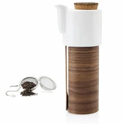 Tonfisk Design Warm teapot 1,1 L, white - walnut, cork lid