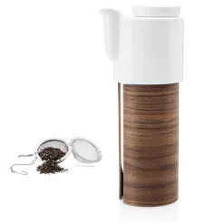 Tonfisk Design Warm teapot 1,1 L, white - walnut, ceramic lid