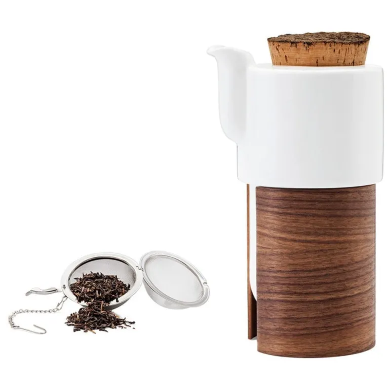Tonfisk Design Warm teapot 6 dl, white - walnut, cork lid