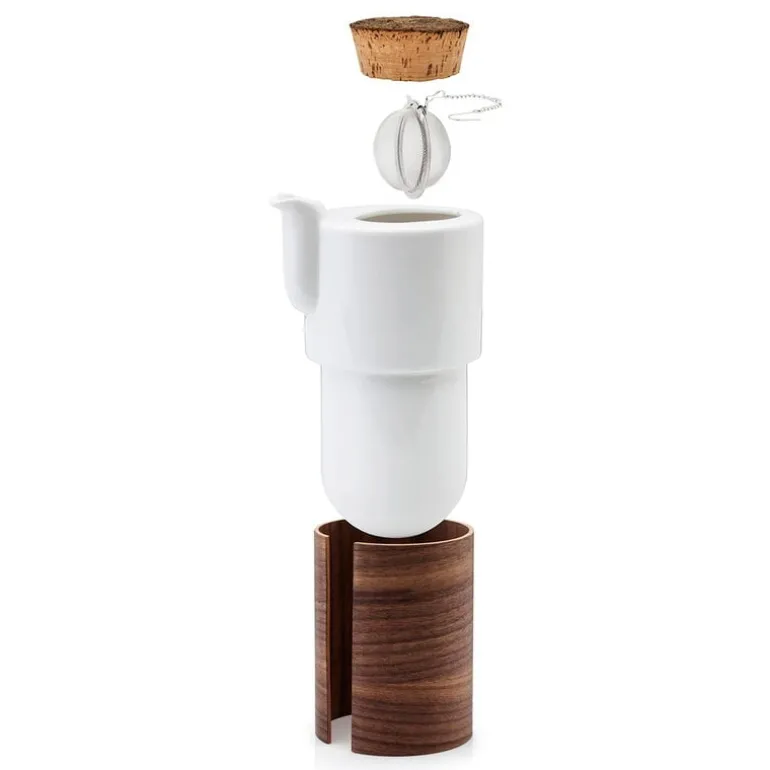 Tonfisk Design Warm teapot 6 dl, white - walnut, cork lid