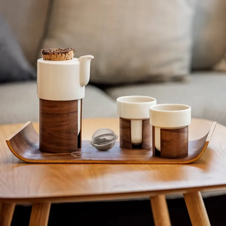 Tonfisk Design Warm teapot 6 dl, white - walnut, cork lid