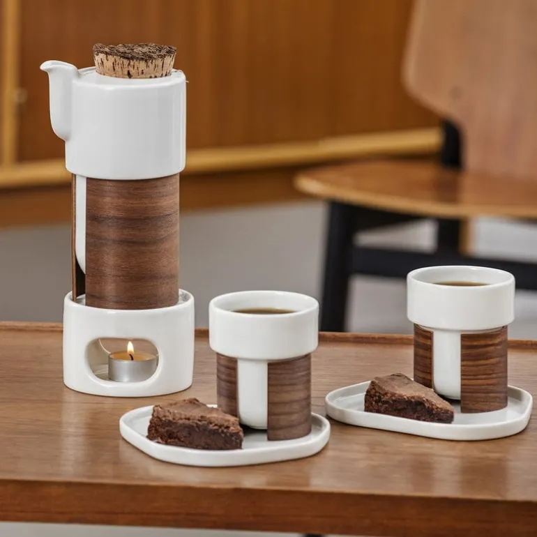 Tonfisk Design Warm teapot 6 dl, white - walnut, cork lid