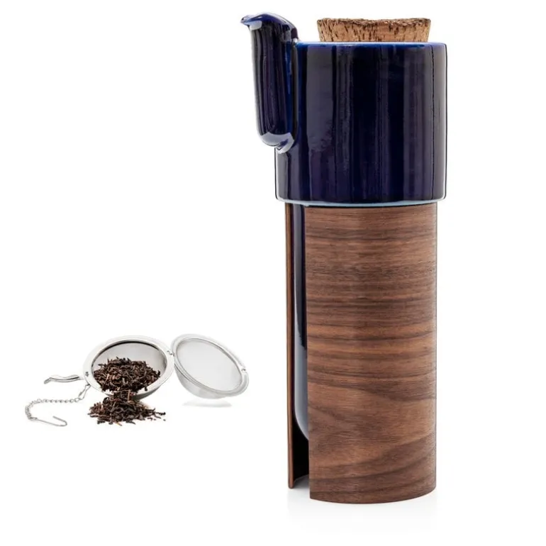 Tonfisk Design Warm teapot 1,1 L, blue - walnut, cork lid