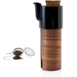 Tonfisk Design Warm teapot 1,1 L, black - walnut, cork lid