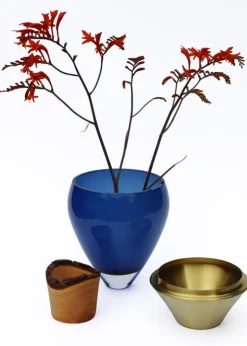 Utopia & Utility India Small I stacking vessel, 30 x 15 cm, blue - brass