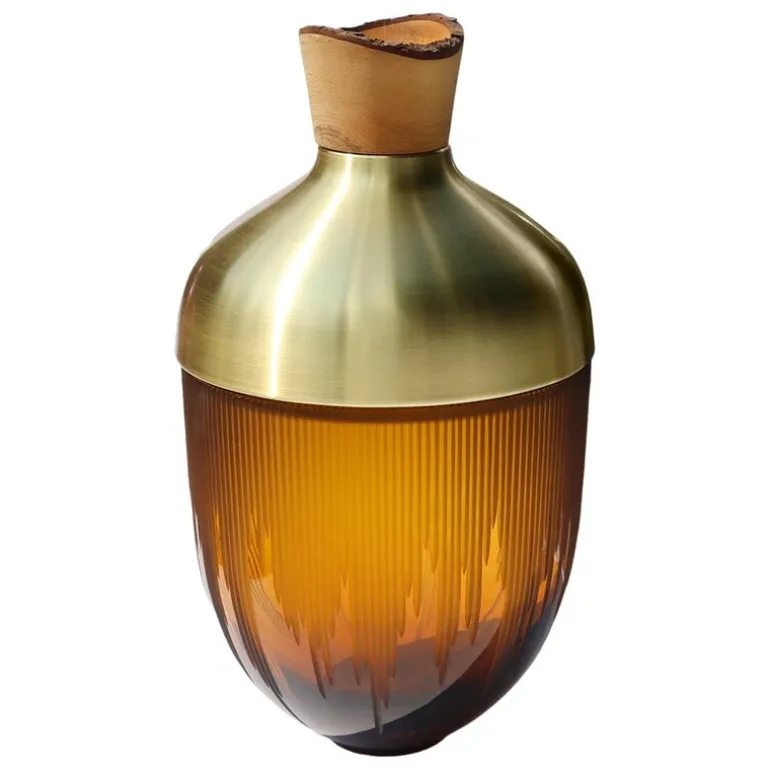 Utopia & Utility Ray stacking vessel, 55 x 30 cm, amber - brass