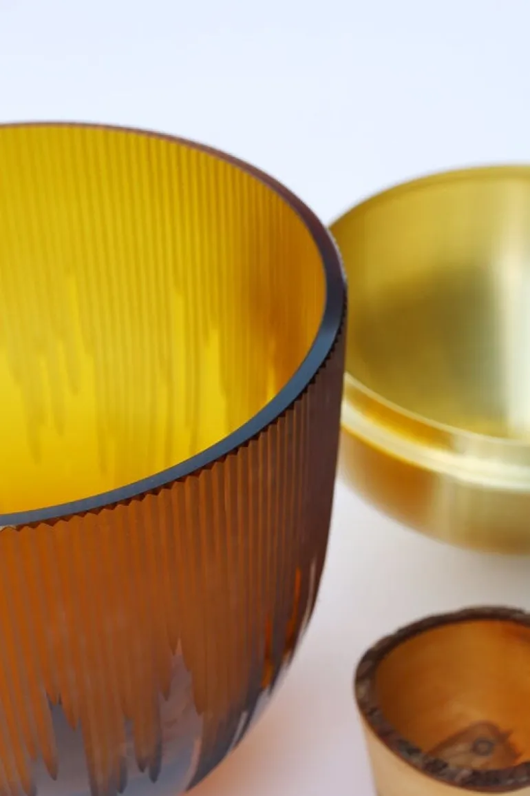 Utopia & Utility Ray stacking vessel, 55 x 30 cm, amber - brass