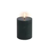 Uyuni Lighting LED pillar candle, 7,8 x 10 cm, rustic texture, pine green
