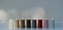 Uyuni Lighting LED pillar candle, 7,8 x 15 cm, rustic texture, sandstone