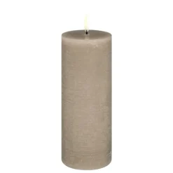 Uyuni Lighting LED pillar candle, 7,8 x 20 cm, rustic texture, sandstone