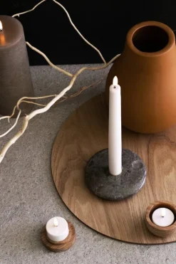 Uyuni Lighting LED pillar candle, 7,8 x 20 cm, rustic texture, sandstone