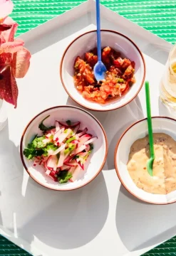 Vaidava Ceramics Earth bowl 0,2 L, set of 3 + tray, white