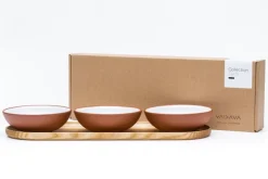 Vaidava Ceramics Earth bowl 0,2 L, set of 3 + tray, white