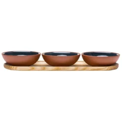 Vaidava Ceramics Earth bowl 0,2 L, set of 3 + tray, grey