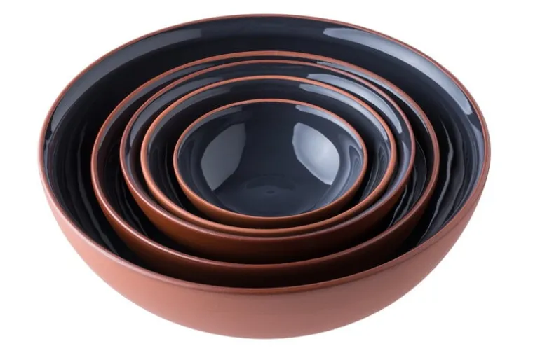 Vaidava Ceramics Earth bowl 0,2 L, set of 3 + tray, grey
