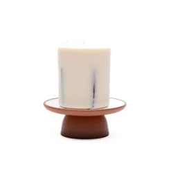 Vaidava Ceramics Earth pillar candle holder, white