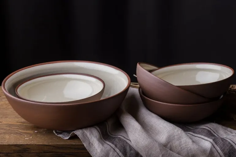 Vaidava Ceramics Earth Raw bowl, 2 L, brown - beige